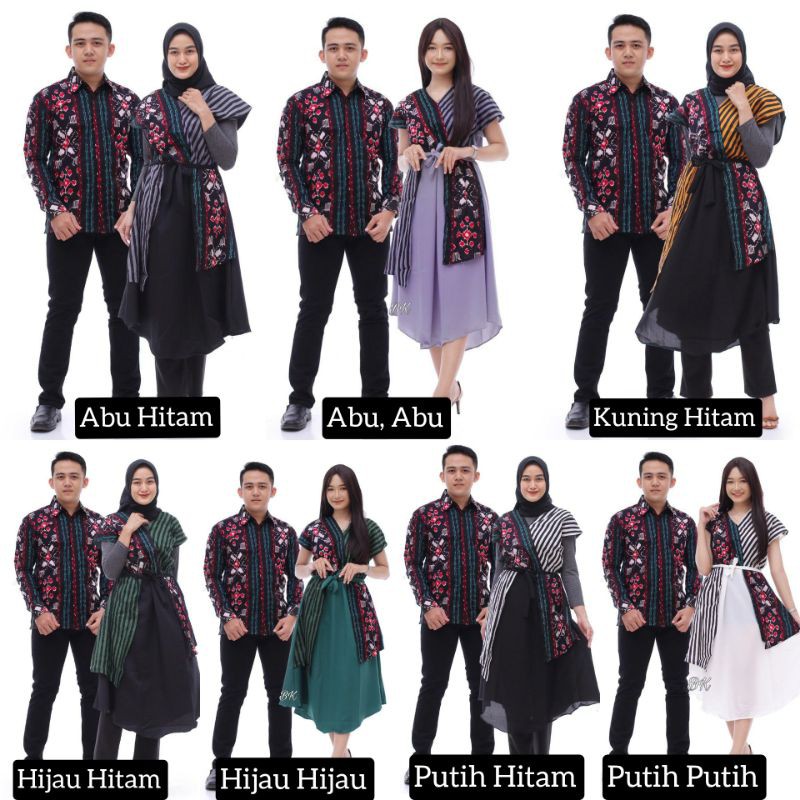 COUPLE DRESS ANDIEN ANDIN IKATAN CINTA AMANDA MANOPO BATIK KOMBINASI TOYOBO MOSCREPE TILE EXCLUSIVE