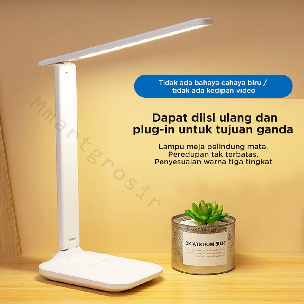 Lampu Meja / Lampu Belajar / Lampu Lipat / Desklamp LED Foldable 3 Warna Dimmer