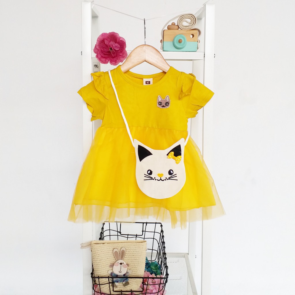 LittleAaron DRESS TWIN CATTY BAG 264 EBV Baju Dress Anak Perempuan Import 6 bulan - 3 tahun