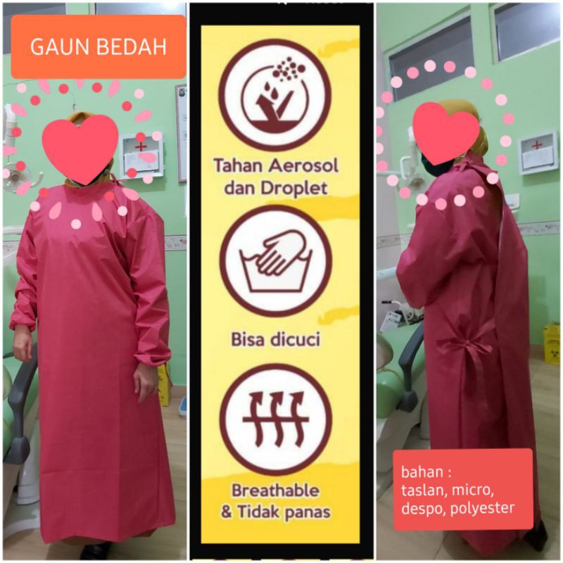 Surgical Gown reusable waterproof POLOS / Gaun Bedah POLOS / Apron tangan panjang POLOS / APD