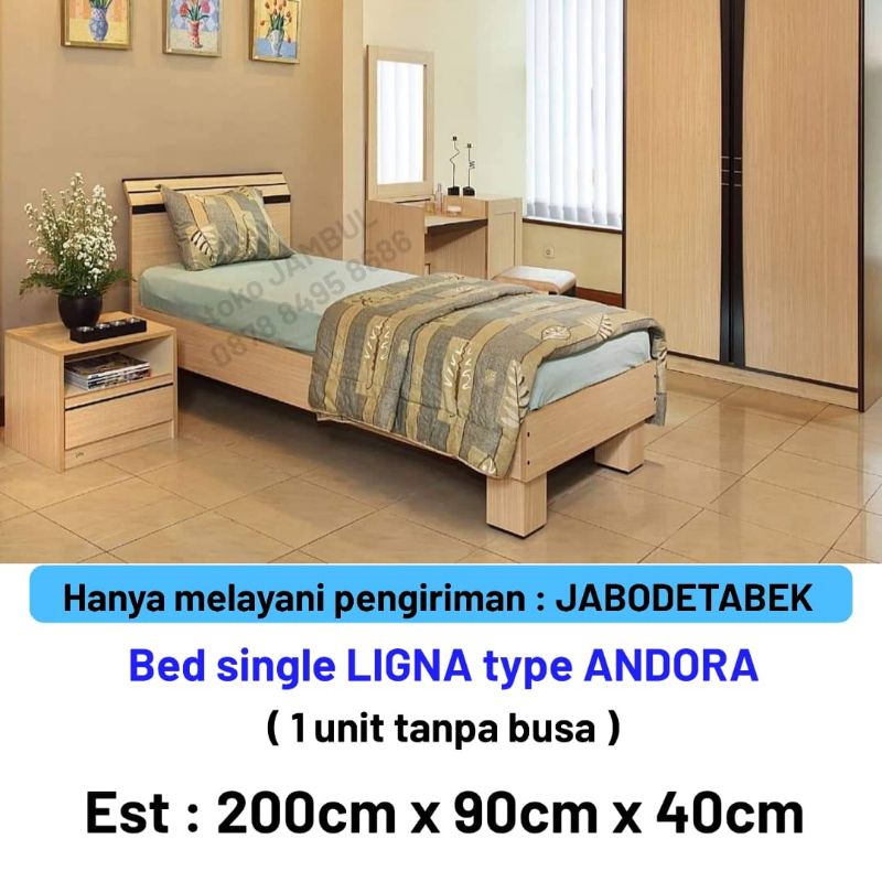 Ranjang bed tempat tidur LIGNA single 90 x 200 type ANDORA