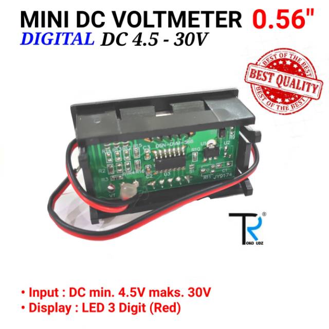 Volt Meter DC 4.5V - 30V Digital Voltmeter 0.56inch Dengan Frame 2 Kabel