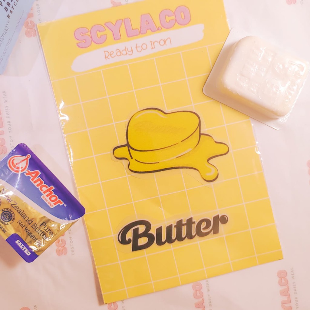 READY TO IRON Stiker Sablon BTS BUTTER LOGO SABLON STRIKA DIY SABLON KPOP BTS BUTTER READY TO IRON C