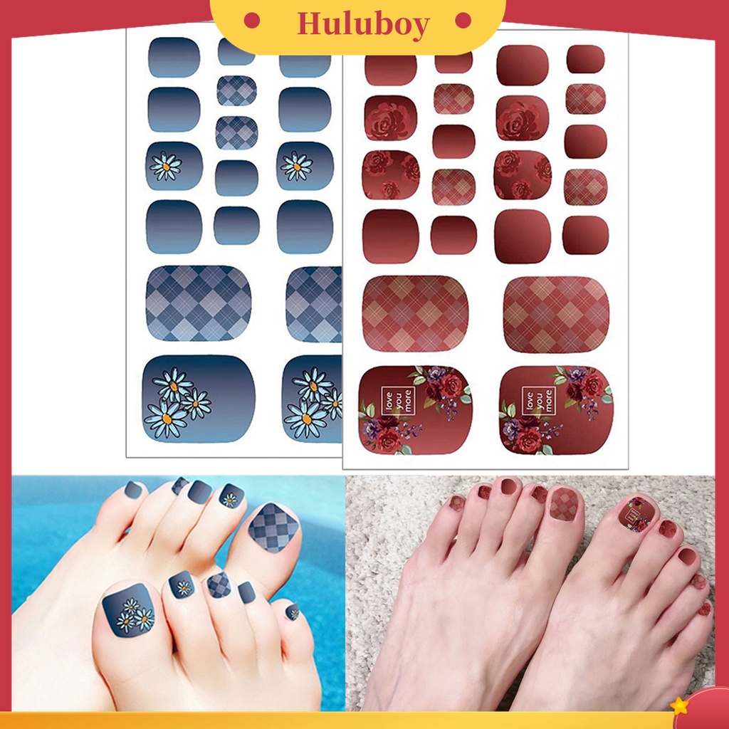 Huluboy Huluboy♡ 1 Lembar Stiker Decal Kuku Kaki Wanita Aneka Motif Untuk Pedicure