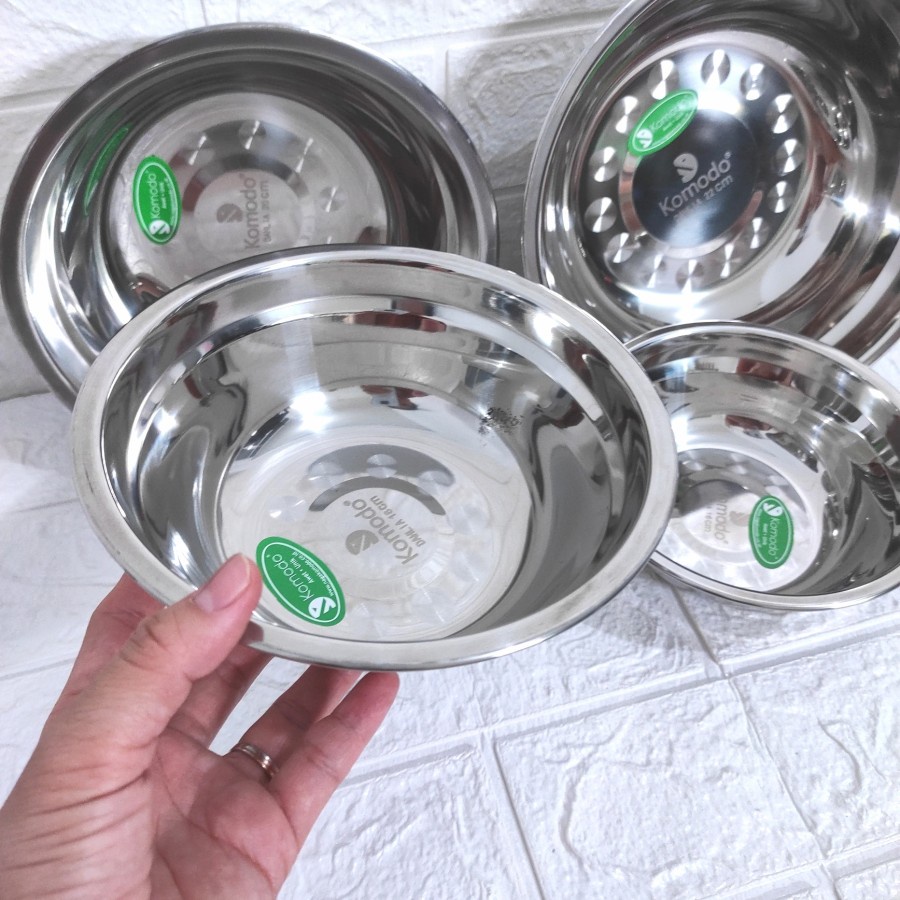 Mangkok Stainless Komodo Kobokan Ceper Dalam Baskom Nasi Tim KOMODO DAHLIA