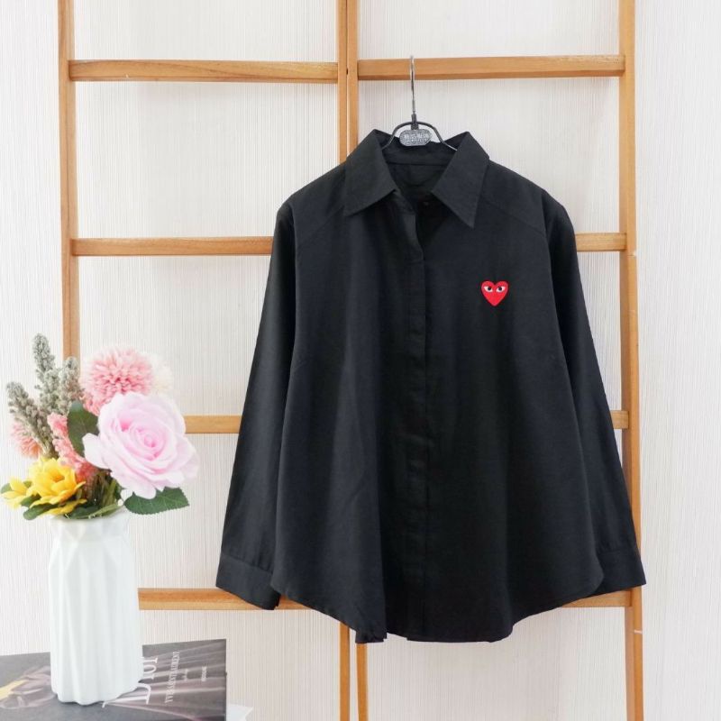 1C 6014GC New 10.2 Kem Basic G4rc0n Black/ kemeja hitam /kemeja wanita /kemeja korea