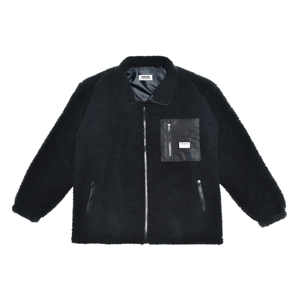 TIMEBOMB | SHERPA JACKET V2( BLACK POCKET BLACK - NEGATIVE PLEASURE )