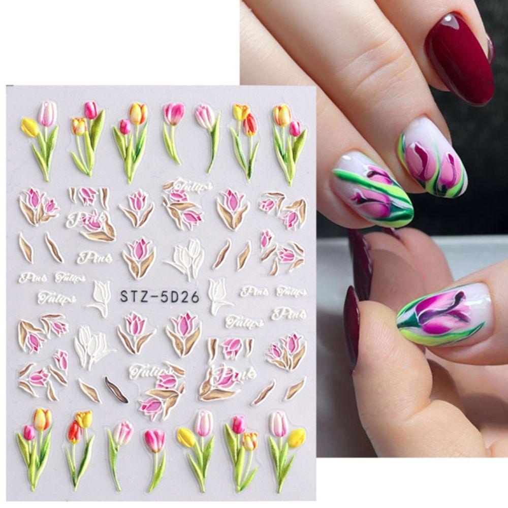 Preva Nail Art Sticker Decals Untuk Wanita Perempuan Desain Ukiran Perekat Diri Campanula 5D Hollow