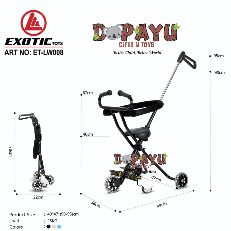 MAGIC STROLLER EXOTIC ET LW-008 TRAVELLER MINI TRIKE LW008 RODA 5