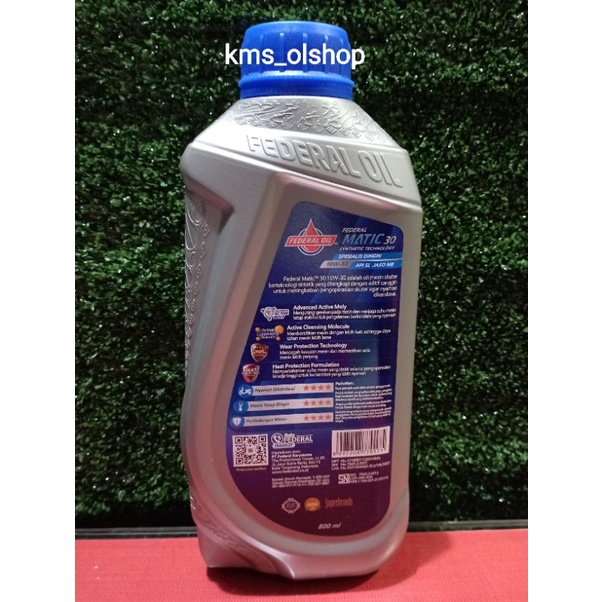 Oli Federal Matic 30 Ecomaxx 800 ml SAE 10W-30 Oli Mesin Motor Matik 0.8 Liter Original