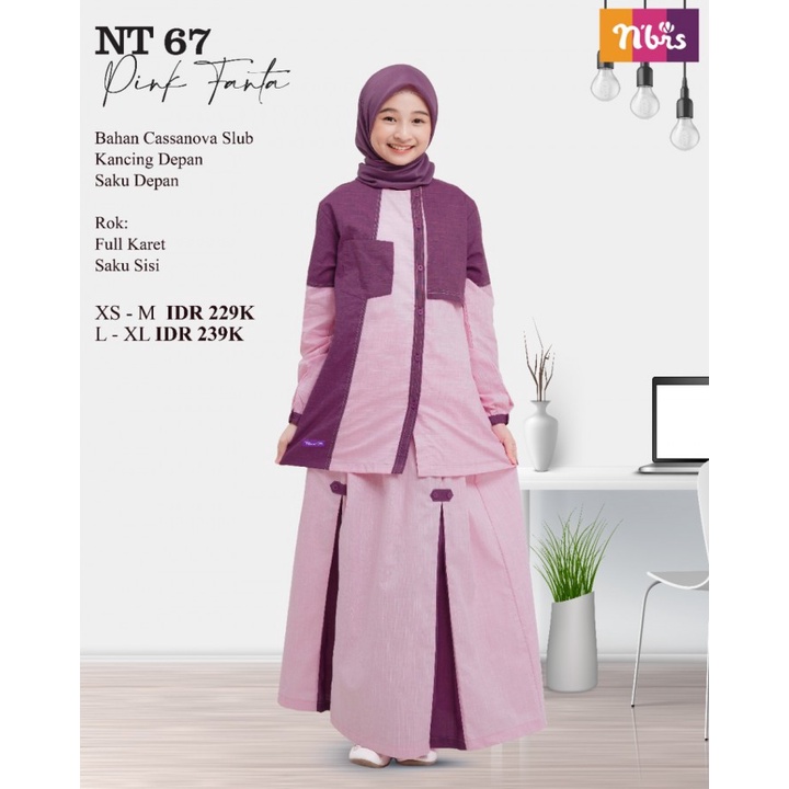 PROMO GAMIS ANAK REMAJA NT 067 - SETELAN NIBRAS TEEN 67 ATASAN DAN BAWAHAN WARNA PINK FANTA MURAH TE