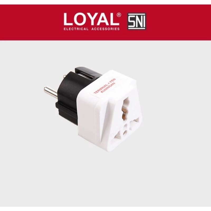 Loyal Over steker universal 3-2. Adaptor colokan listrik 3 kaki. Sambungan LY 921K SNI