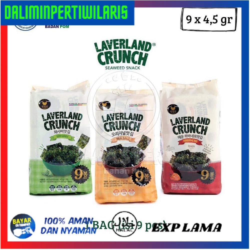 

BISA COD Manjun Laverland Crispy Seaweed Sea salt/Habanero/Wasabi 1 BAG BOOM SALE [Kode 1|Kode