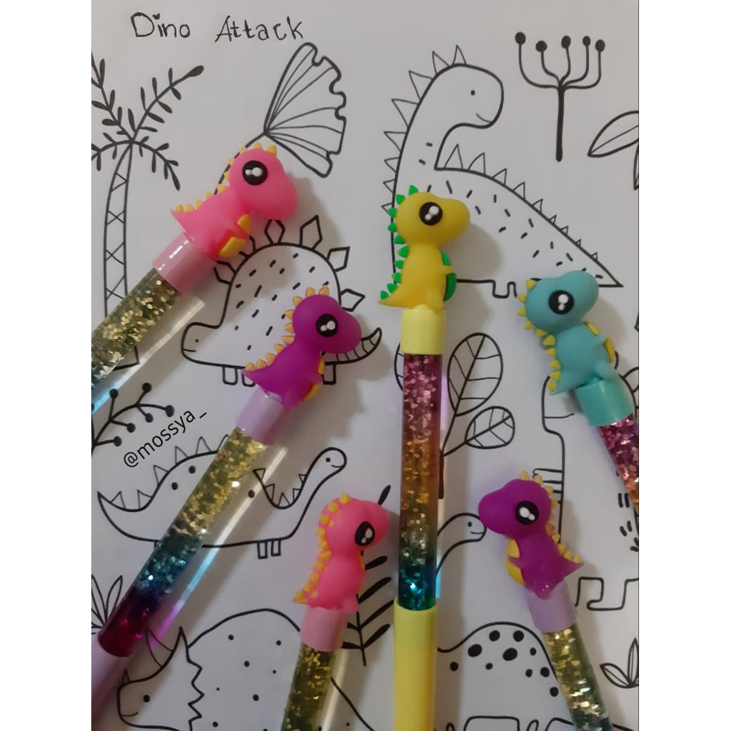 

Pulpen Gel Karakter Dino Glitter Lucu Imut Unik Pena Fancy
