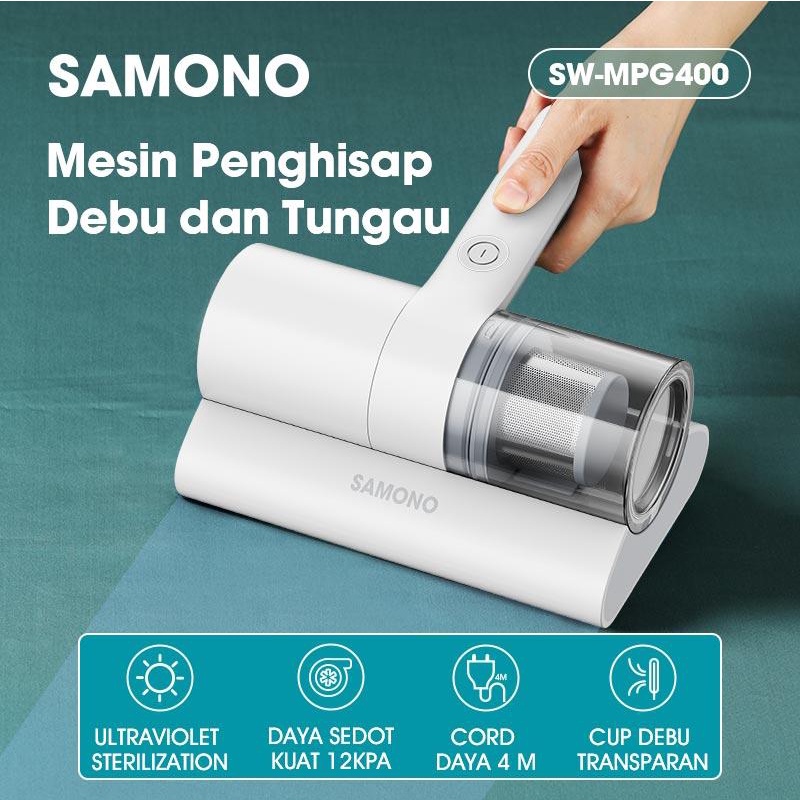 (ORI)- Samono 300W Vacum Anti Dust Mite UV-C Vacuum Cleaner Portable Lowertage Mesin Penyedot Debu dan Tungau 4 Filterasi Dustmite Sterilization SW-MPG400