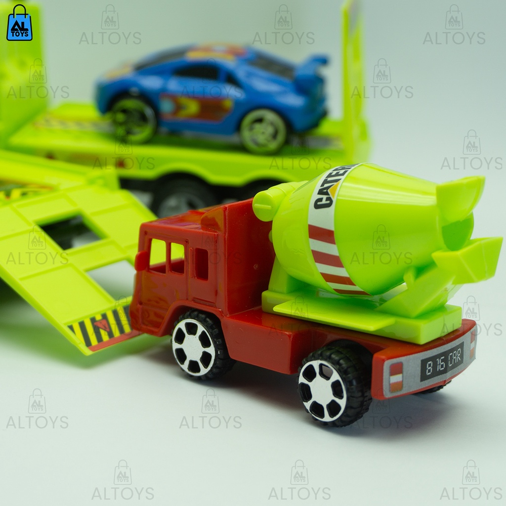 MAINAN MOBIL HEAVY TRAILER TRUCK KONTENER TOWING ISI 4 PCS