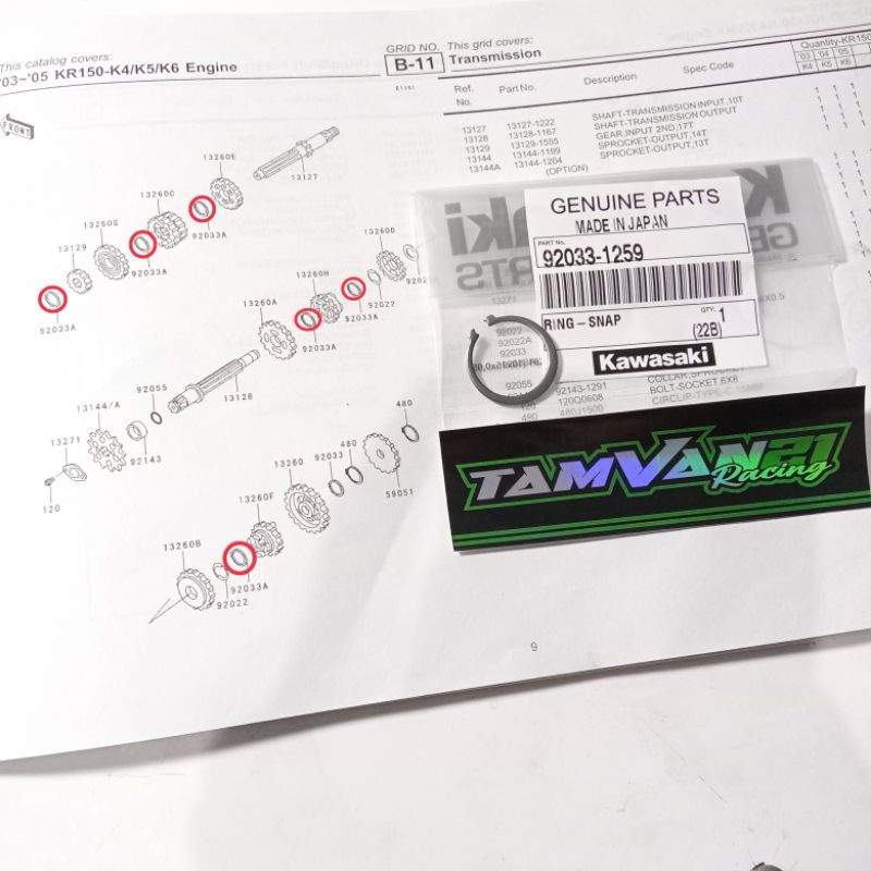 RING SNAP GEARBOX RASIO NINJA RR R SS KGP