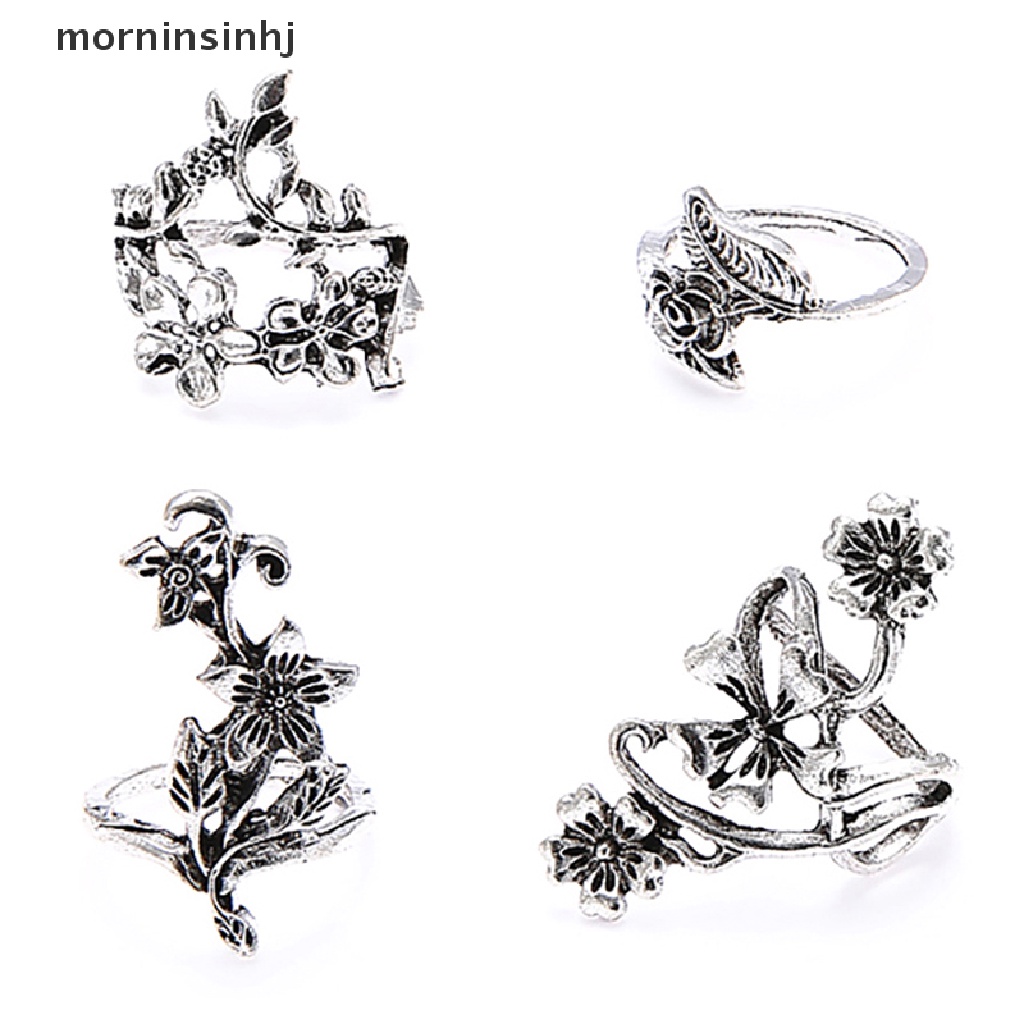 Mornin Cincin Silver Antik Vintage Bohemia Desain Bunga Mawar Untuk Wanita