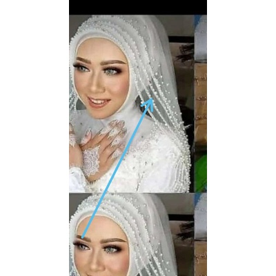 Slayer 4 baris 150cm X 125cm Veil  pengantin moderen pelengkap hijab jilbab telekung selendang mante