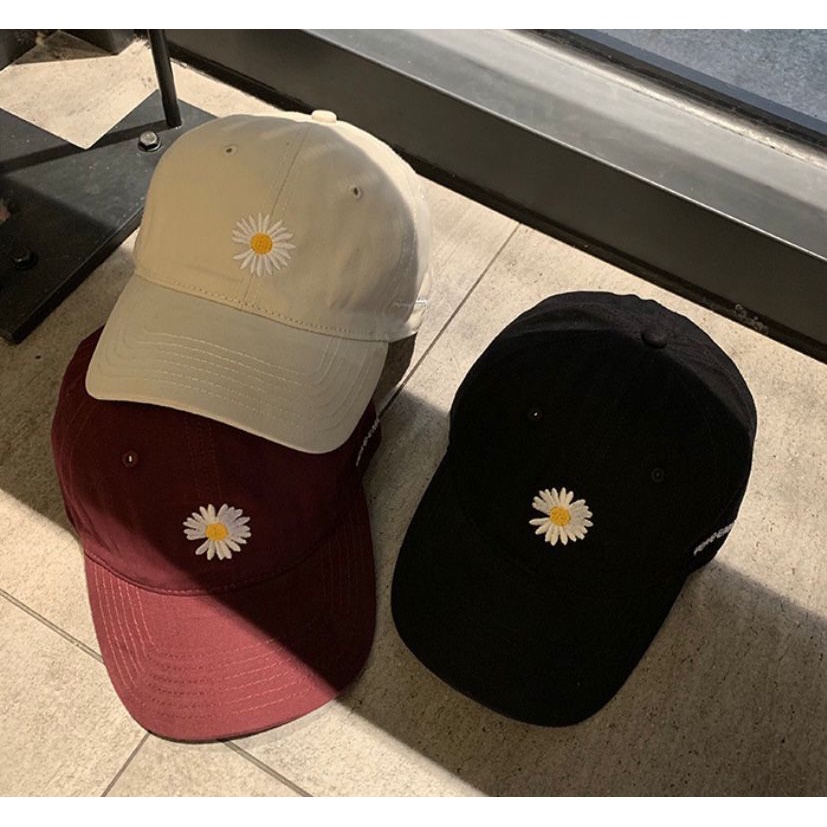 TOPI IMPORT/TOPI BASEBALL BORDIR BUNGA DAISY KOREAN STYLE KUALITAS PREMIUM