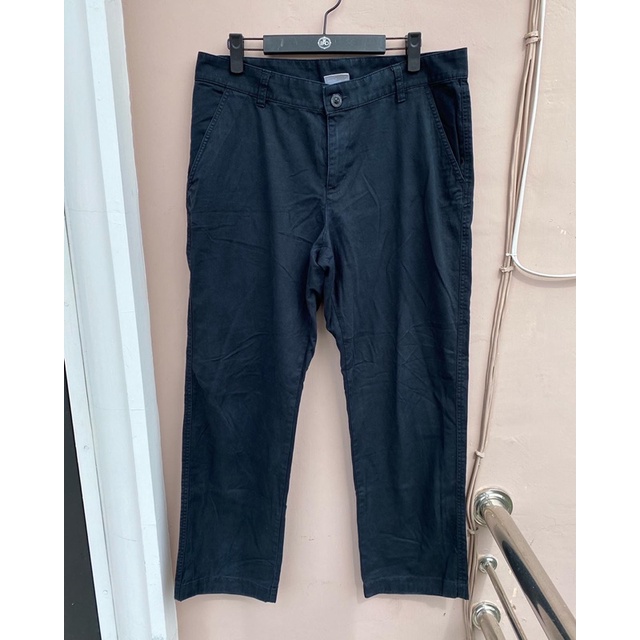 MONZA PRELOVED — ORIGINAL COLUMBIA Celana Panjang Keper Hitam Kehijauan Size 36-38