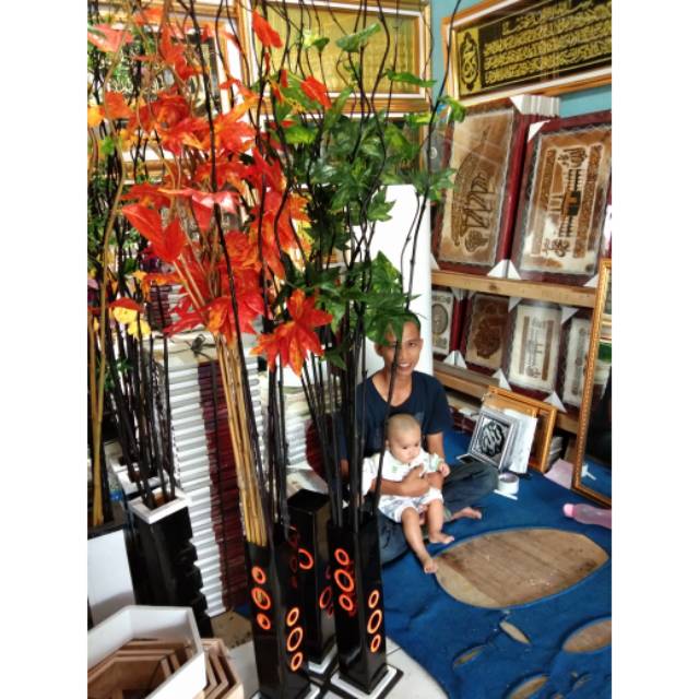 Daun bambu ulir maple 10pcs & 1 vas super