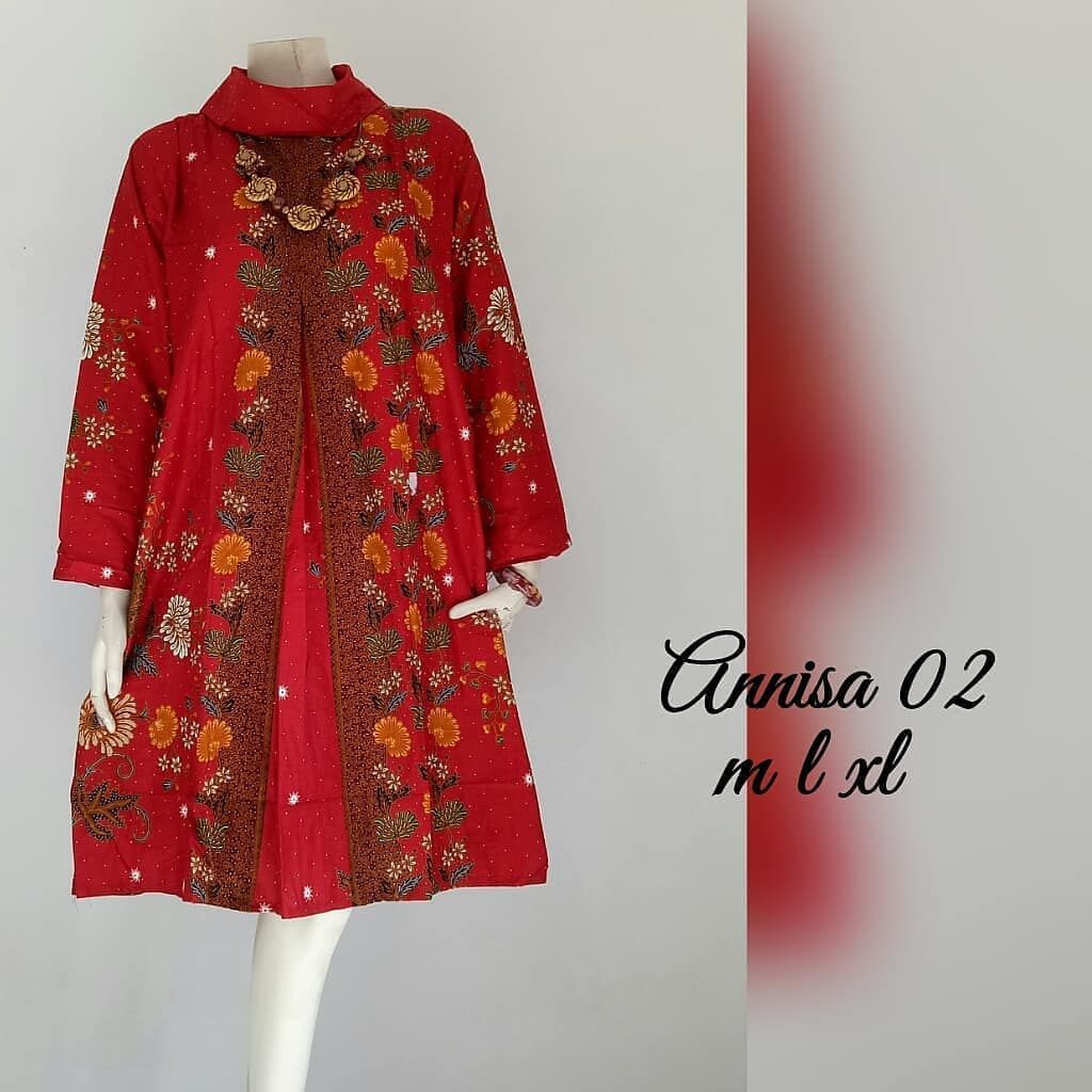 BATIK WANITA ATASAN BATIK WANITA MODERN BATIK TUNIK KERJA WANITA DRESS BATIK JUMBO LENGAN PANJANG