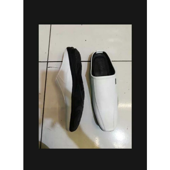 Sepatu sendal/slop habib Bahar putih/slop santri/sandal slop santai/selop hitam bustong-4