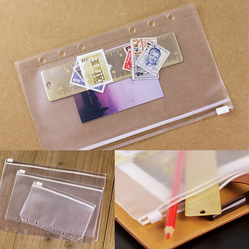 A5/A6/A7 Clear PVC Waterproof Loose-leaf Bag Binder Zipper File Folder Pocket Refill Envelope 6 Hole Notebook Planner Accessories