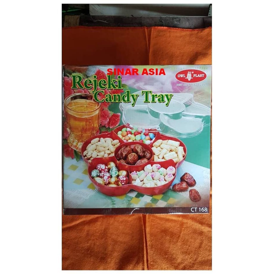 Toples Plastik Kue Permen Kacang 6 Sekat Rejeki Candy Tray Owl CT 168