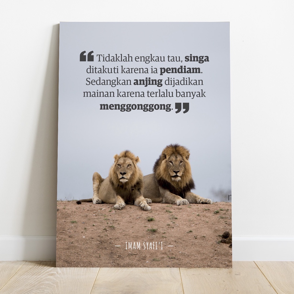 Poster Quote Imam Syafi'i Singa Pendiam Anjing Menggonggong Dekorasi Wallpaper Pajangan Hiasan Dinding Kayu MDF