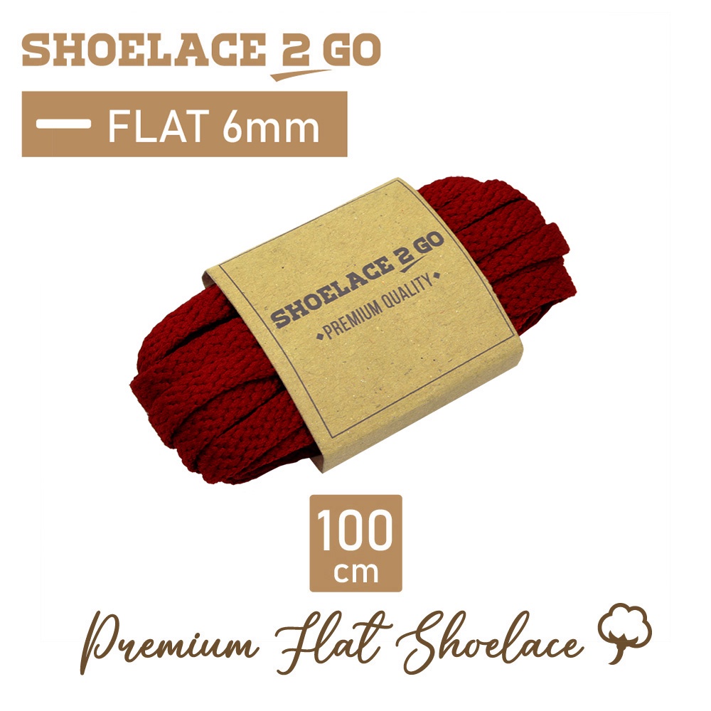 SHOELACE 2 GO PREMIUM TALI SEPATU GEPENG PIPIH FLAT F7 - RED - 100CM