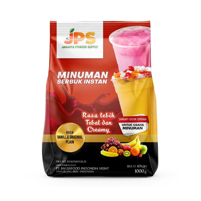 

Bubuk Minuman 1 kg Rasa Vanilla Original - JPS Powder Plain Tanpa Gula Serbuk Instan