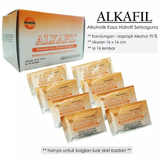 ALKAFIL alkoholik kasa hidrofil serbaguna 1 Pack isi 16