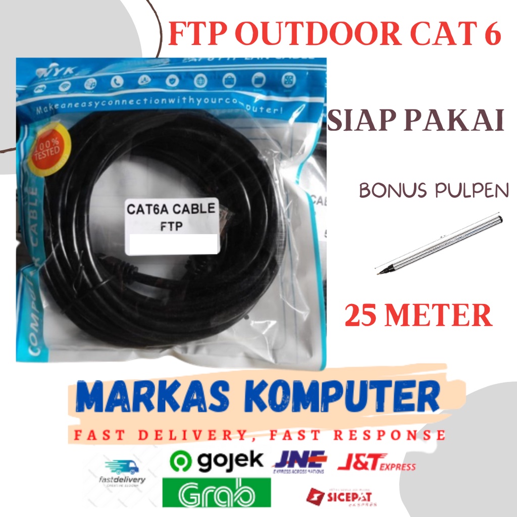 Kabel Lan Outdoor Siap Pakai Cat6 25 Meter STP FTP UTP Cat 6 25m