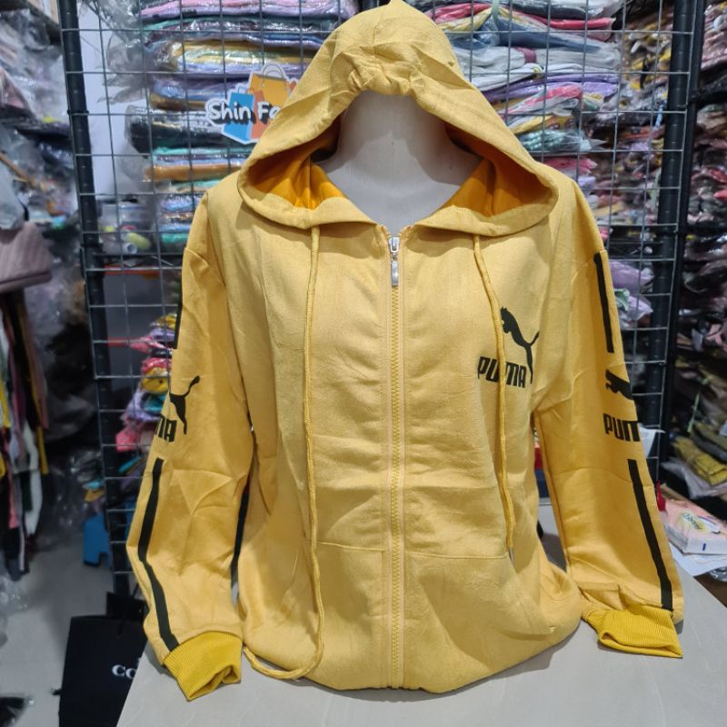 Jaket Suede Import Wanita Fashion XL Besar-Pma Stripe Kuning