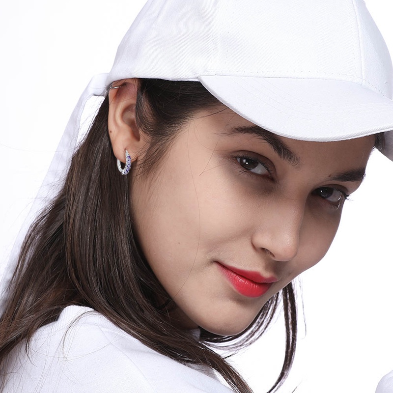 Fancyqube Fancycube Anting Hoop Zircon Warna Emas Untuk Hadiah Natal