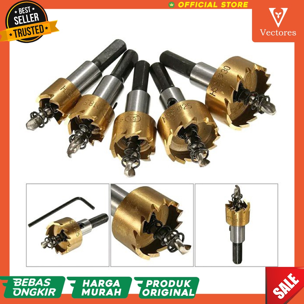 [ORIGINAL] Mata Bor Drill Bit Lubang Carbide Tip Wood Kayu Metal Hole Cut 5pcs Murah Terbaru