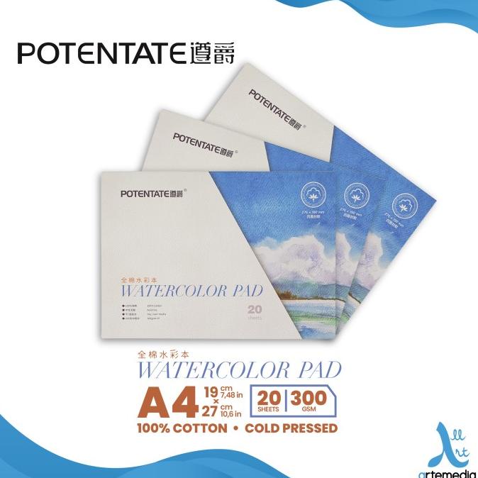

(BISA COD) Kertas Cat Air Potentate A4 Cotton 300gsm Watercolor Paper Pad OBRAL Kode 752