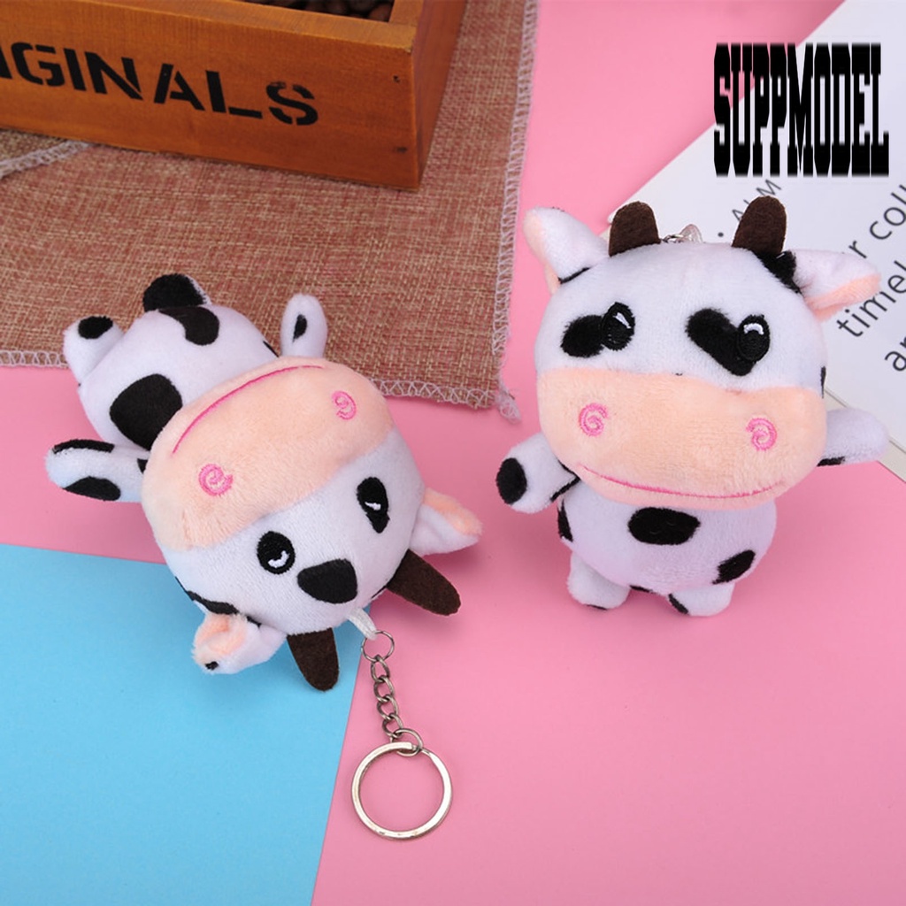 &lt; Suppmodel Gantungan Kunci Boneka Stuffed Plush Sapi Lucu