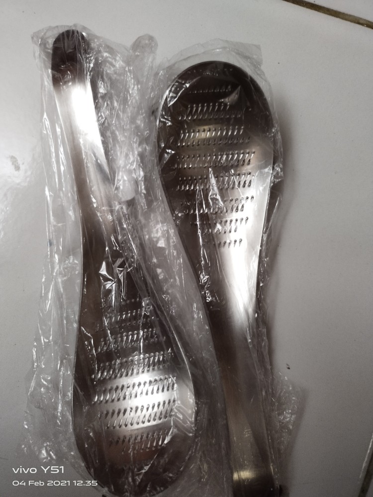 Fe? Alat Parutan Bahan Stainless Steel Bentuk Sendok Bubur Untuk Lemon/jahe/bawang Putih/dll