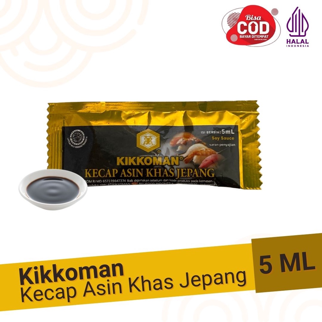 Kikkoman Soy Sauce Sachet 5 ml (Halal) - Mazuma Wasabi Sachet 2,5 gram (Halal)