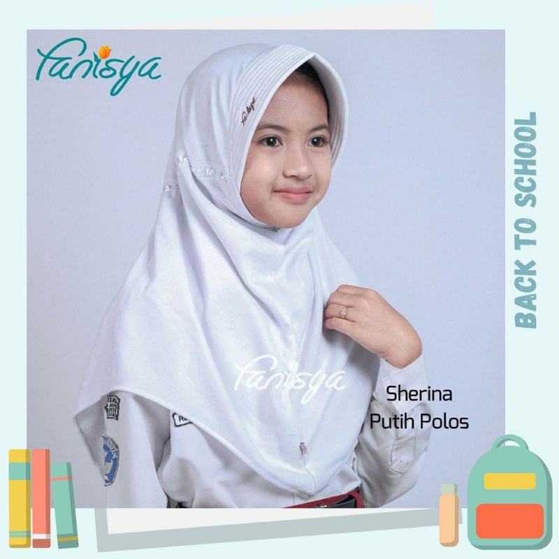 Jilbab Anak SD Bergo Sherina Putih Polos XL
