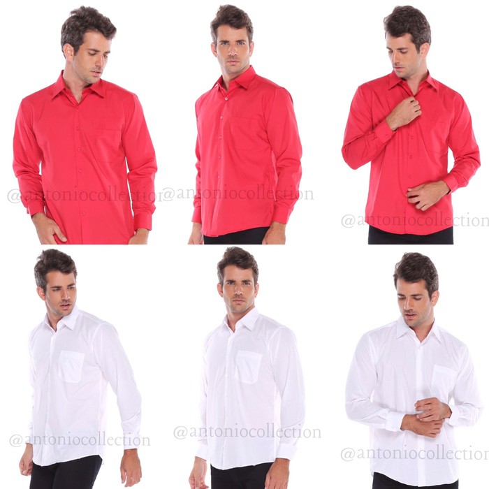 Kemeja Pria Polos Lengan Panjang / Baju Lapangan / Seragam Kantor - Maroon, S