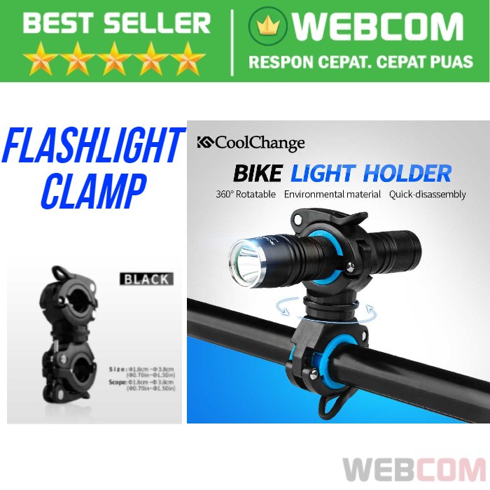 Clamp Penjepit Senter Stang Sepeda - Holder Lampu / Senter Untuk Bersepeda Malam - Flashlight Clamp