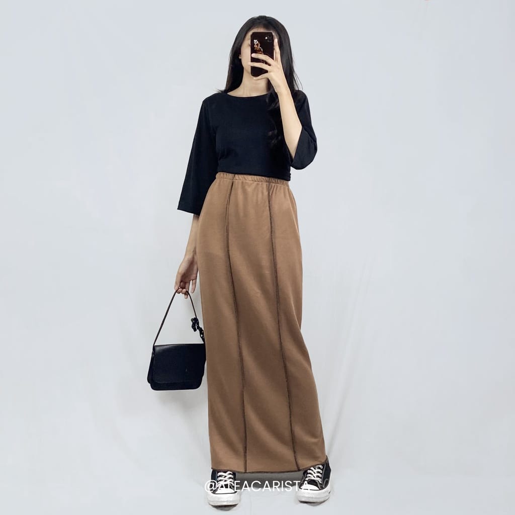 BEFAST - ZEC OOTD Wanita Rok SAYAKA / Nancy Rok Skirt RIB PREMIUM / Rok Span Wanita / Rok Keluaran Terbaru 2022 / OOTD Wanita Remaja Kekinian / Rok Maxy Polos