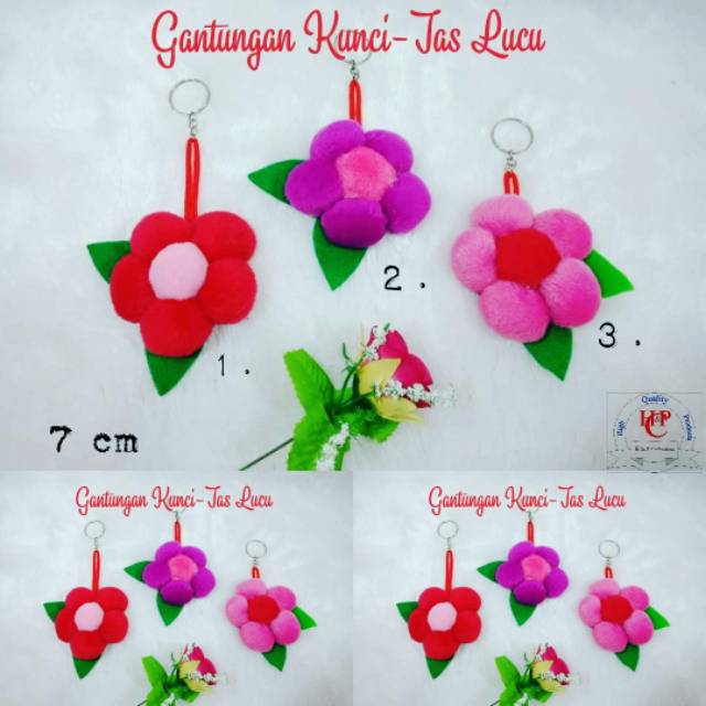 Gantungan tas kunci bunga mawar