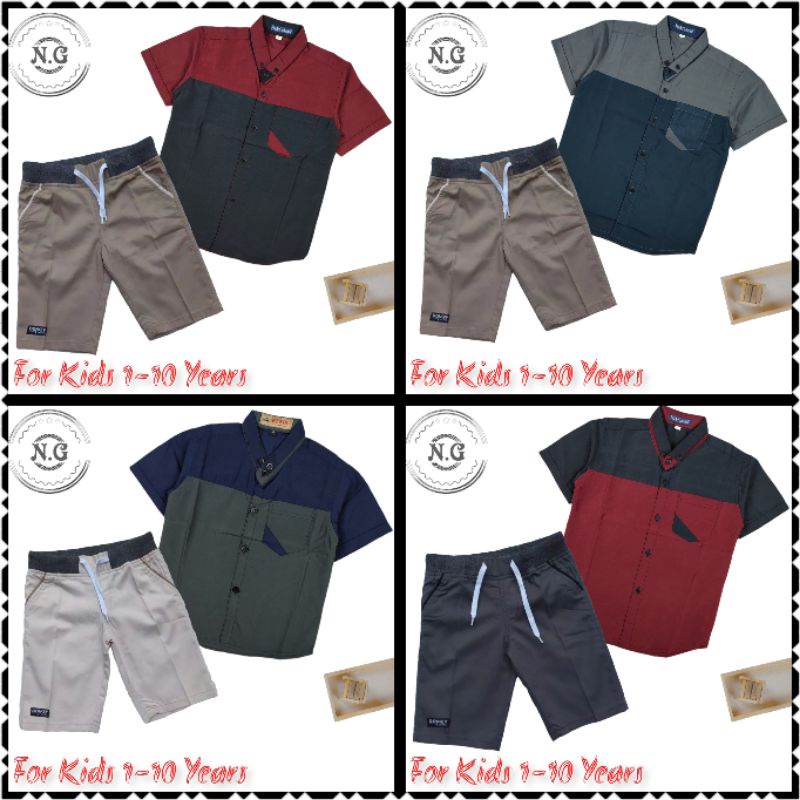 N.G-Setelan Kemeja Anak laki-laki 1-12 tahun Setelan Jeans Anak tanggung anak laki-laki / setelan anak kemeja Ter-hitz / stelan kemeja motif anak terbaru kekinian