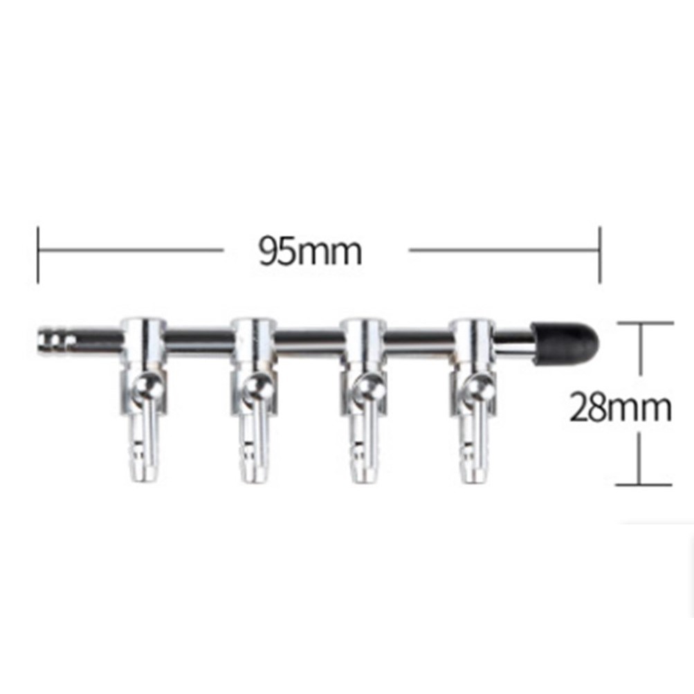 Kran Nikel 4 Way Splitter Akuarium Stainless Steel Keran Pompa Udara