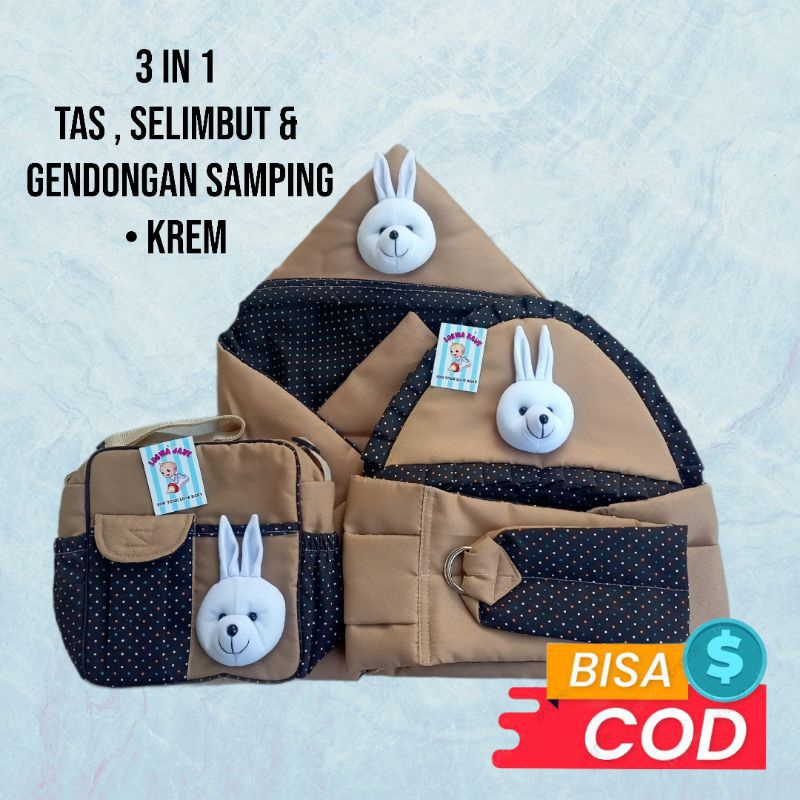 3in1 set gendongan bayi renda,selimut,tas sn kecil